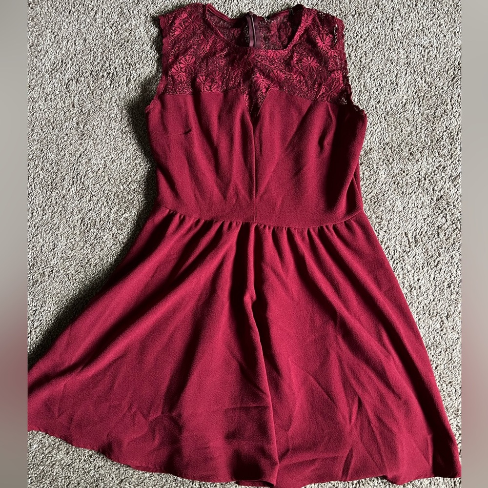 Juniors Burgundy Mini Skater Dress